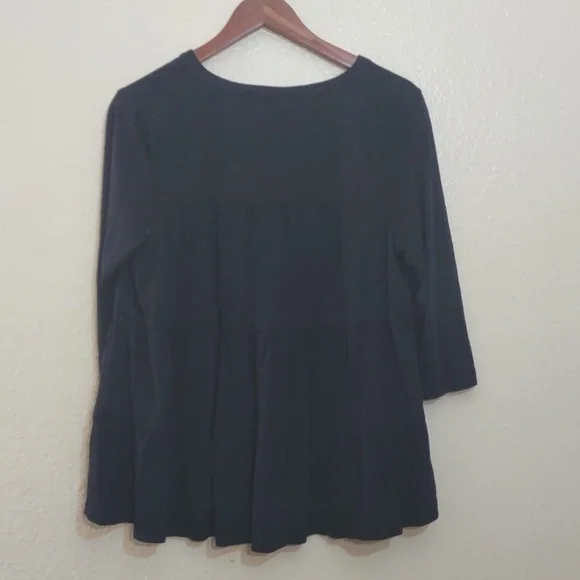 PRE OWNED J. JILL SHIRT COLOR NAVY BLUE SIZE M PETITE FALL STAPLE - Picture 7 of 8